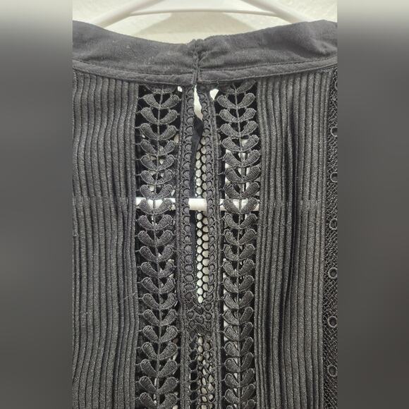 Banana Republic Black Fae Lace Top blouse long sleeve knite small - Picture 6 of 9